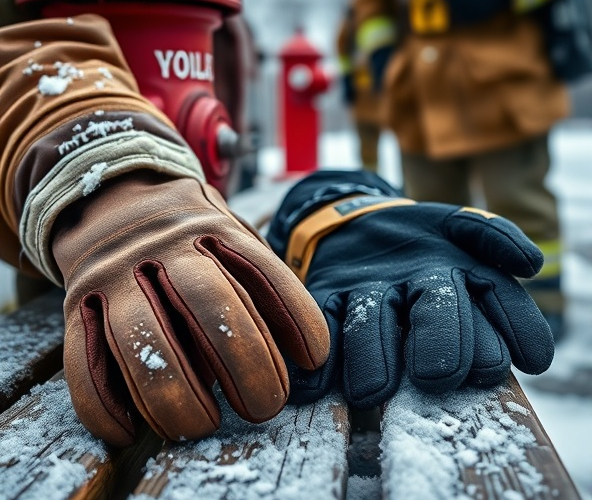 Skórzane czy aramidowe rękawice pożarnicze dla OSP zimą?