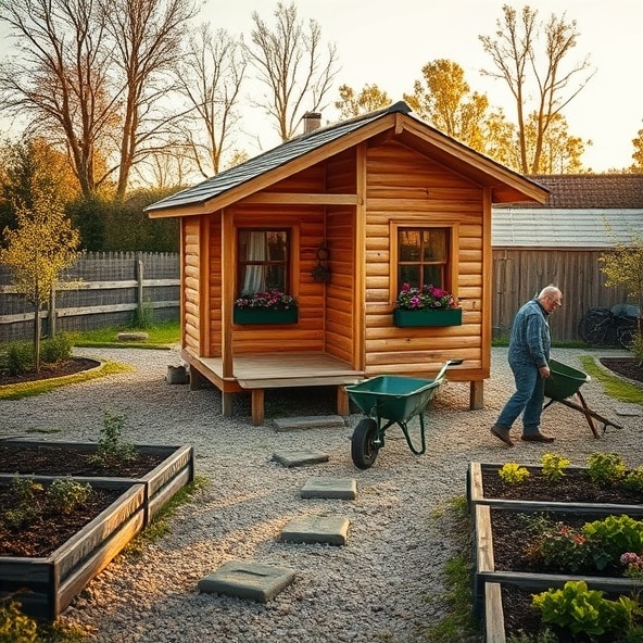 drewniany dom do ogrodu