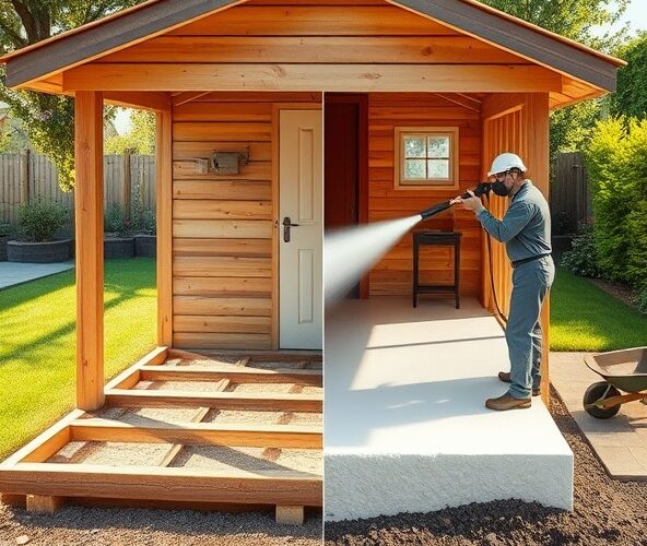 Czy warto izolować pod drewnianym domem do ogrodu pianką PUR?