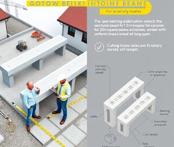 Jak dobrać gotowe belki betonowe (prefabrykowane) przy rozpiętości 12 m i obciążeniu liniowym 20 kN/m dla inwestora prywatnego — bez specjalistycznej wiedzy, aby zapewnić nośność i oszczędność kosztów?