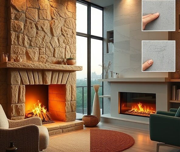 W Warszawie lepszy kamień dekoracyjny na kominek: naturalny czy gres?