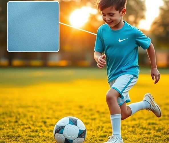 Jaki materiał kompletu piłkarskiego Nike dla dziecka na lato?