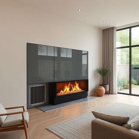 nowoczesny kominek panoramiczny