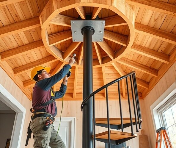 Jak zlecić montaż schodów kręconych w domu ze stropem drewnianym?