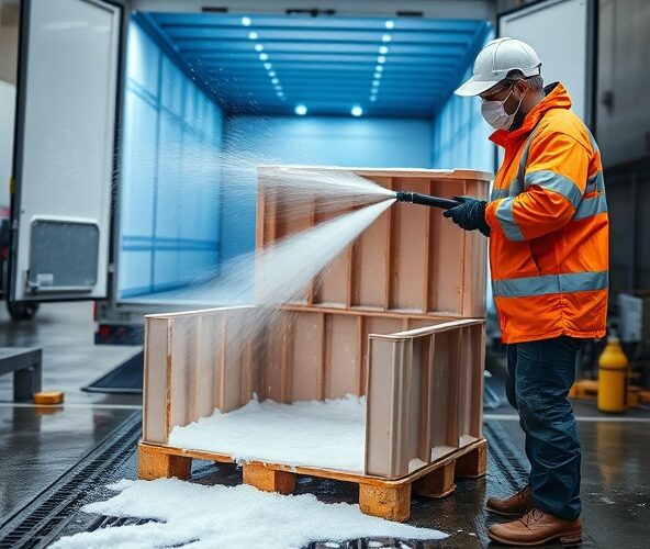 Jak myć skrzyniopaletę z klapą przed załadunkiem do chłodni?