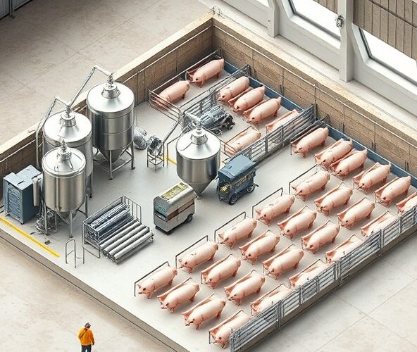 Ile miejsca wymaga automatyczna mieszalnia pasz dla 30–300 świń?