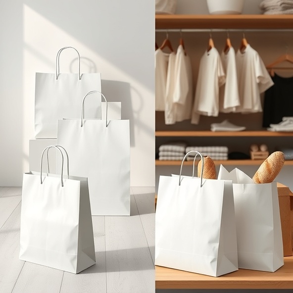 torby papierowe białe z uchwytem płaskim